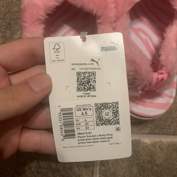 PUMA Baby Phat x Mayze Platform Sandal Pink White Fur Slip On Slide New - Picture 7 of 10